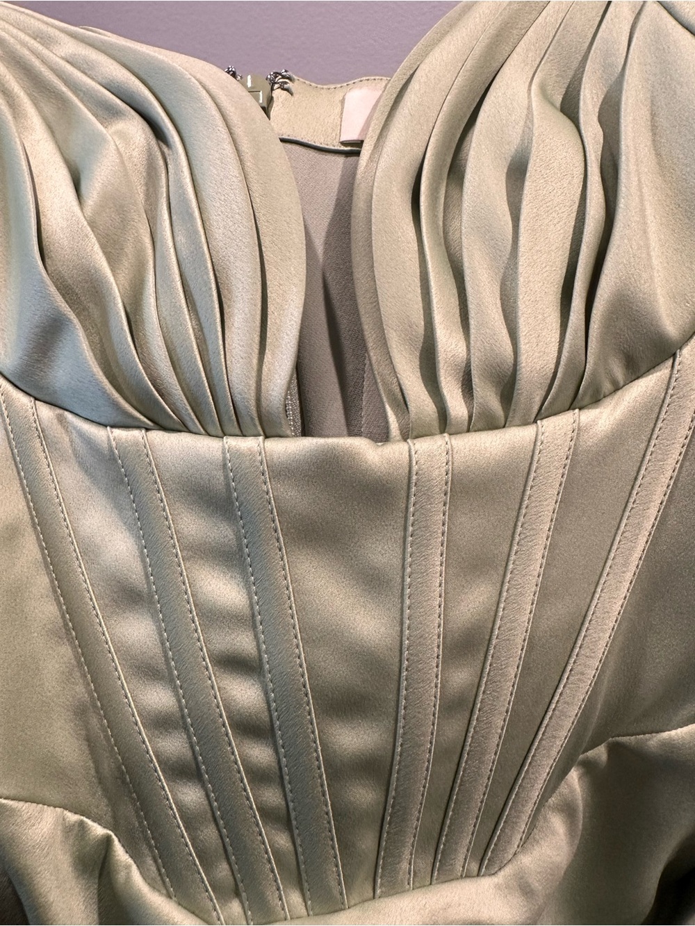 House of CB Sage Green Satin Corset Midi Dress - Size S - Picture 1 of 6